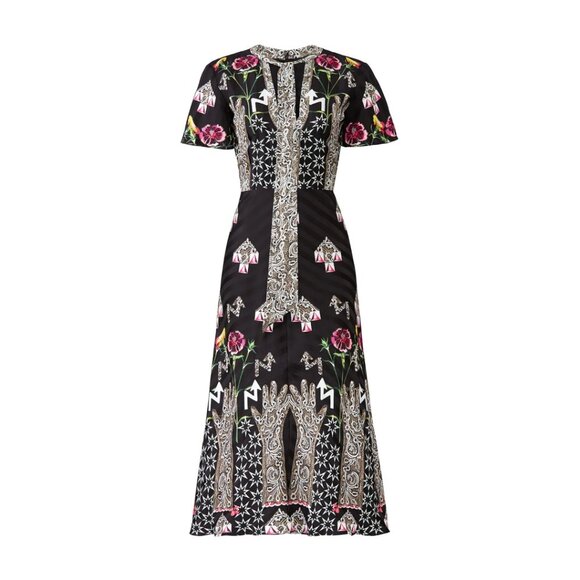 Temperley London Women's Flux Abstract Satin Midi Dress Black Size 6 - Picture 7 of 15